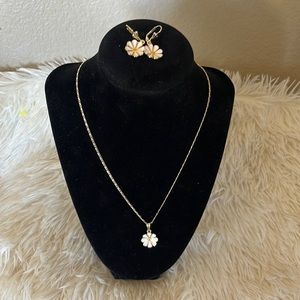 14k Gold plated Flower Set of  Necklace and Earrings